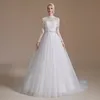 Robe de mariée élégante robe de bal blanc bateau cou manches longues appliques paillettes robe robe dentelle taille haute robes formelles plus la taille mariée demoiselle d'honneur