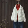 LAGABOGY 2022 NYA KVINNOR KORT VITA DACK DOWS KVINNA LOOK Ultra Light Windproof Parkas Casual Puffer Jacket Outwear L220730