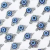 whole 50pcs blue Devil's eye alloy rings mix charm punk goth gift Turkish eye women men jewelry298S