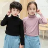 T-shirts Children Half Turtleneck Bottoming Shirt Cotton Pure Color All-Matching Embroidered Long-Sleeve Girls Base ClothinT-shirts