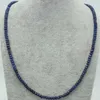 Collana con perline rotonde sfaccettate in zaffiro blu naturale 2x4mm 18"