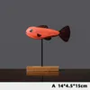 Nordic Wood Fish Sculpture Animal Artistic Living Room Office Home Decoration Handgjorda hantverk Holiday Gift 220426