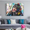 Graffiti Cute Monkey Canvas Painting Colorful Printed Poster and Wall Pictures For Living Room Home Decorations
