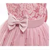 Robes de fille dentelle fleur 1er anniversaire perles né robe de baptême infantile fête princesse rose robes bébé robe 1453 E3