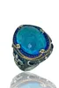 Klaster Pierścienie gwiazdy David Solomon Blue Topaz Natural Stone Ręcznie robione najwyższą jakość 925 Srebrny Srebrny KlasterCluster