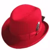 Berets Classic Wool Feel Homburg Wordfather Fedora Bowler Шляпа для мужчин