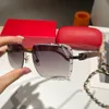 Gafas de sol clásicas de lujo para mujer para hombre Brazo de madera Sin montura Corte cuadrado Arte Lente Diseño Desfile de moda Playa al aire libre UV400 diseñador Mans Cartr Sun