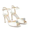 Damen-Sandalen, Kleid, Pumps, High Heels, Luxusmarken-Schuhe, Designer-Schuhe mit Absatz, Sabine, 85 mm, weiße Satin-Pumps mit durchgehender Perlenverzierung, spitz