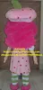 Mascote boneca traje doce morango morango menina mascot traje mascot lassock com rosa pêlos pêlos