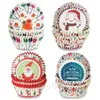 Noel Partisi Pişirme Cupcake Cups Santa Snowman Baskılı Muffin Kılıfları Merry Noel Kağıt Bakeware Kek Dekorasyon Liner Bardağı BH7350 TQQ