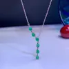 Chains MeiBaPJ Luxurious Natural Emerald Fashion Long Pendant Necklace 925 Pure Silver Fine Wedding Jewelry For Women