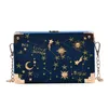 Metal Rozet Kutusu Şekli Çanta Çanta Kadınlar Siyah Zincir Parti Debriyaj Çanta Kawaii Omuz Çantası Crossbody Messenger Çanta 220326