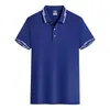 Primavera e verão cor sólida lapela casual de manga curta camiseta masculina camisa polo bordado ou impressão personalizada 220608