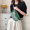 Fanny Packs midjepåse Kvinnors sommarfärgkontrast Candy Color Lattice Fashion Metal Chain Chest Bag Single Shoulder Messenger Bag 220627