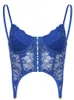 Darlingaga Y2K Fashion Strap Skinny Blue Corset Lace Top Female Backless Bandage Sexy Crop Tops Camis Transparent Hook Bralette 220802