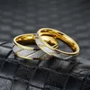 4mm/6mm paslanmaz çelik çift yüzük 18k altın renkli oluk nişan düğün erkekler kadınlar için