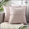 Caixa de travesseiro suprimentos de cama têxteis domésticos jardim ll designer decorativo veet soft cusion er with Fringe Ball 4f