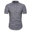 Mode rayé chemise hommes 2022 été nouveau Slim Fit chemise à manches courtes hommes décontracté Streetwear chemises Camisa Social Masculina XXL L220704