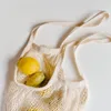 Boodschappentassen handtassen shopper tote mesh net geweven katoenen touw herbruikbaar lange handgreep fruit groente opbergzakken handtas huisorganisator bag dh9876