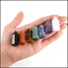 Arts And Crafts Arts Gifts Home Garden Natural Crystal Seven-Piece Set Ornament Chakra Single-Pointed Hexagonal Column Quartz Energy Ston