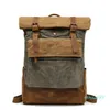 2022 New Fashion Vintage oil wax canvas bag travel fashion backpack leisure outdoor alpinismo bag collision color backpack