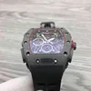 Relógios Wristwatch Designer Mecânica de Luxo Mecânica de Luxo Richa Milles Wristwatch Fibra de Carbono Dial Lar
