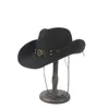 Berets Women Men Wool Hollow Western Cowboy Hat Roll-up Brim Gentleman Outblack Sombrero Hombre Feel Jazz Capberets