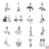 925 Sterling Silver Ciondola Charm Flag Cat Tower Ala Ciondolo Perline Bead Fit Pandora Charms Bracciale Accessori gioielli fai da te