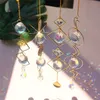 Crystal Geometric Wind Chime Star Moon Pendant Sun Suncatcher Plated Colorful Beads Hanging Drop For Outdoor Indoor Garden 220531