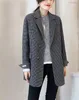レディースウールブレンド両面カシミアコート2022女性秋と冬の韓国格子縞のスーツウールショートジャケット