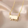 Chains Cute Pig Pendants Necklaces For Women Stainless Steel Plated Animal Choker Charm Necklace Collier Femme Jewelry GiftChains