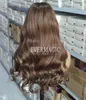 Celebrity Style Balayage Brown Tone Deep Part Lace Front Wigs Super Natural Hair Line