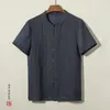 Mäns Casual Shirts Kinesisk stil Sommarlockskjorta Kortärmad lös Tunna Camisas Para Hombre