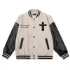 Hip Hop Oversized Streetwear Baseball Jacket Letter Cross Hand Embroidery Gothic Vintage Coats 2022 harajuku Varsity Jackets T220728