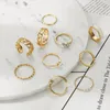Gold Wide Chain Ring Set For Women Girls Fashion Irregular Finger Thin Rings Gift Female Knuckle Jewelry Party
