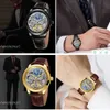 Нарученные часы FORSINIG WATCH Автоматические механические мужские часы кожаные ремешки мужская мода Moon Patter