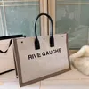 トップの女性ハンドバッグRive Gauche Toteショッピングバッグハンドバッグ高品質のファッションリネン大きなビーチバッグ高級デザイナー旅行クロスボディ