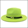 Other Home Garden Ll Fedora Hat Fashion Men Women Jazz Hats Autumn Winter Wide Brim Cap Gentleman Elegant Bowler Dheuh