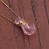 Natural Pink Amethysts Quartz Tiger Eye Stone Perfume Bottle Pendant Necklace Gold Crystal Essential Oil Diffuser Vial Jewelry2160583