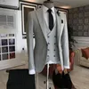 Kraliyet Mavi Çift Kelime Beased Yelek Kostümü Homme Erkekler Düğün Damat Giymek Balo Adamı Blazer İnce Fit 3 Parça Terno 220411