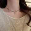 Ketens Koreaanse e handgemaakte kralenkleur kleine vierkante kristallen ketting voor vrouwen charmes sleutelbeen keten juwelen accessoires collarchains