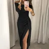 Wiosna Letnie Kobiety Ubrania Elegancka Długa Dress Sexy Klub Sukienka Wieczorna Party Kobiety Suknie Off Ramię Wysoka talia Vestido 220423