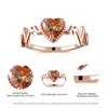 Pierścionki ślubne luksus żeńska szampan kryształowy kamień pierścionka Śliczny cyrkon różowy złoto kolor dla kobiet urok serce bicie zaręczynowe ringwedding