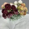 9 huvuden artificiell peony rosa blommor Camellia silke falska blomma bröllop centerpieces hemfest dekor
