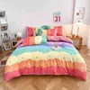 Small Fresh Fitted Sheet Style Thickened Frosted Four Piece Set Simple Pure Cotton Quilt Cover Three Gift Bedding