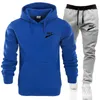 Winter Hoodie Tracksuit sätter män mode fleece röda hoodies svarta märke byxor avslappnad jogger kostym tröja kvinna pullover s-3xl