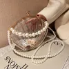 Fashion Acrylic Shell Evening Bags for Women Clear Pearl Chain Ladies Shoulder Crossbody Bag 2022 New Party Purse and Handbags