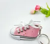 9 färger Creative 75mm Glitter Gold Pink Canvas Shoes Keychains Bulk Keychain Pendants Handgjorda små modetillbehör gåva