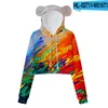 Men's Hoodies & Sweatshirts Bear Ears Cropped Sweatshirt Women's Sweater Sexy Fashion Hoodie Sportswear Trend Color SplashMen's