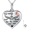 Mom's Gift Keepsake Angel Wing Heart Shape Pendant Urn Necklace for Women-Your Wings were Ready but My Heart was Not